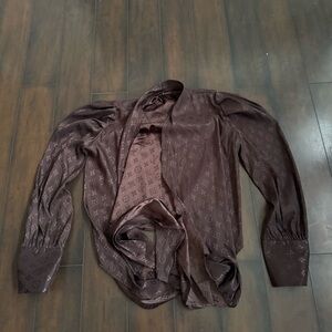 L V wrap around Blouse Shirt Button Up Women’s Sz Medium Good Condition R E P